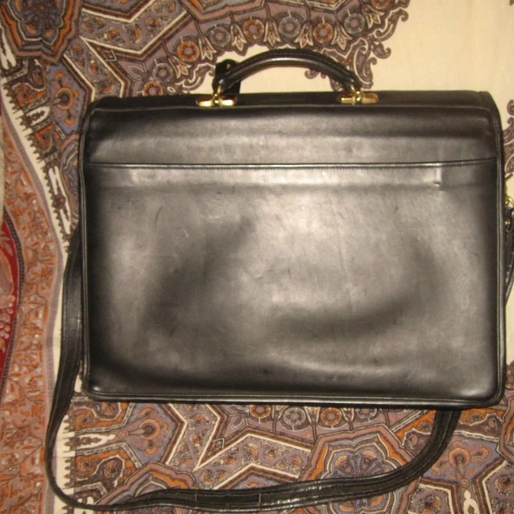 ❤️COACH DIPLOMAT 5353 Black Leather Attache Briefcase Valise w/Combo Lock …